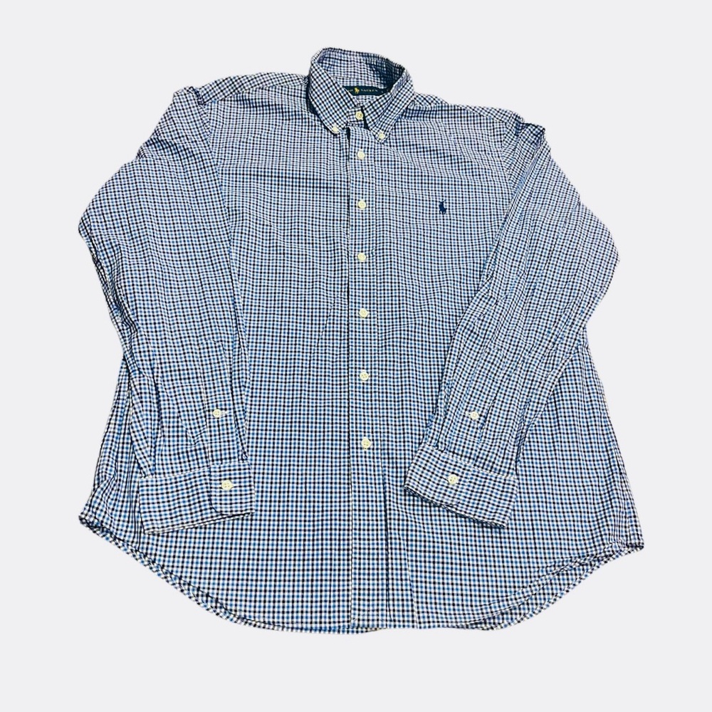 Ralph Lauren Men’s Classic Button Down Casual  Shirt Size L Blue